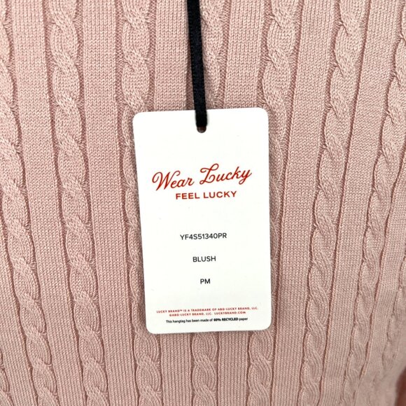 Lucky Brand Blush Cable Knit Sweater Dress Pink Size Petite Medium NWT - Picture 9 of 13